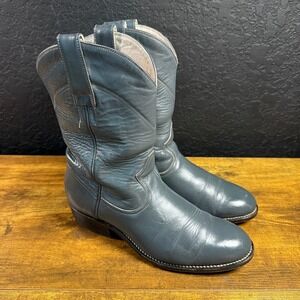 Chris Romero Handcrafted 6602 Blue Grey Leather Western Cowboy Boots Mens 6D